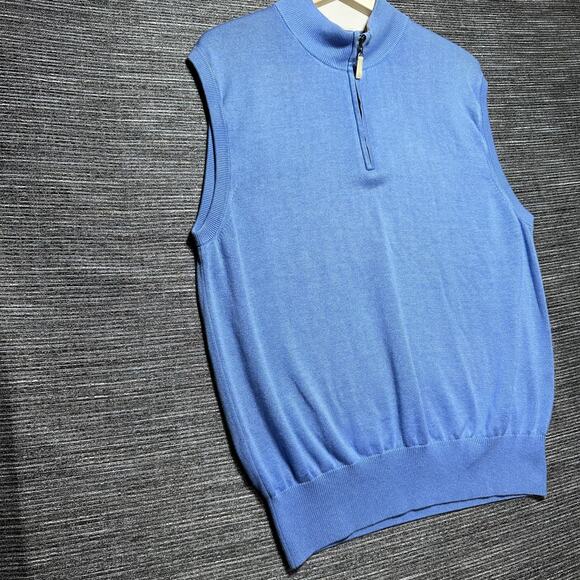 Peter Millar Vest Men's Large Blue Full Zip Vintage Silk Cashmere - Picture 4 of 12